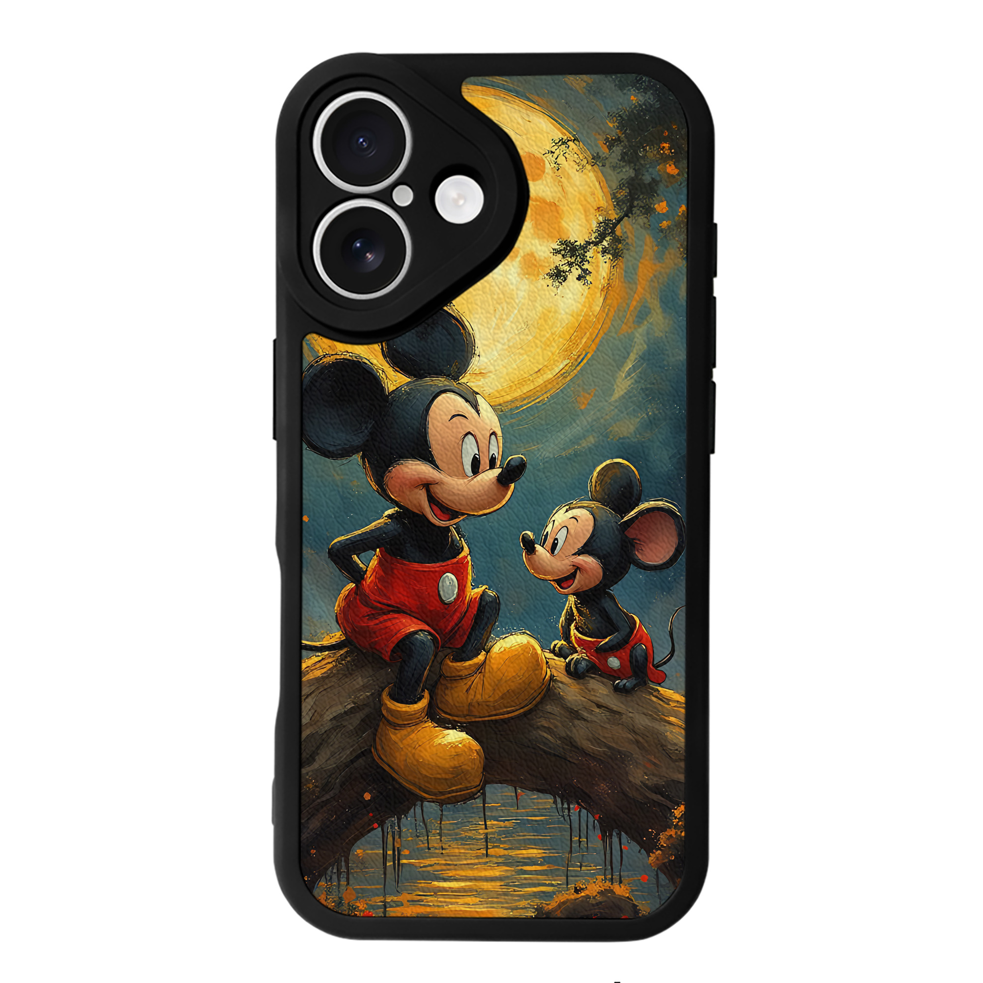 （画像用） ミッキーマウス Mickey Mouse 【iPhone 16シリーズ対応】シリコンスマホケース（レザー調） 材質：シリコン